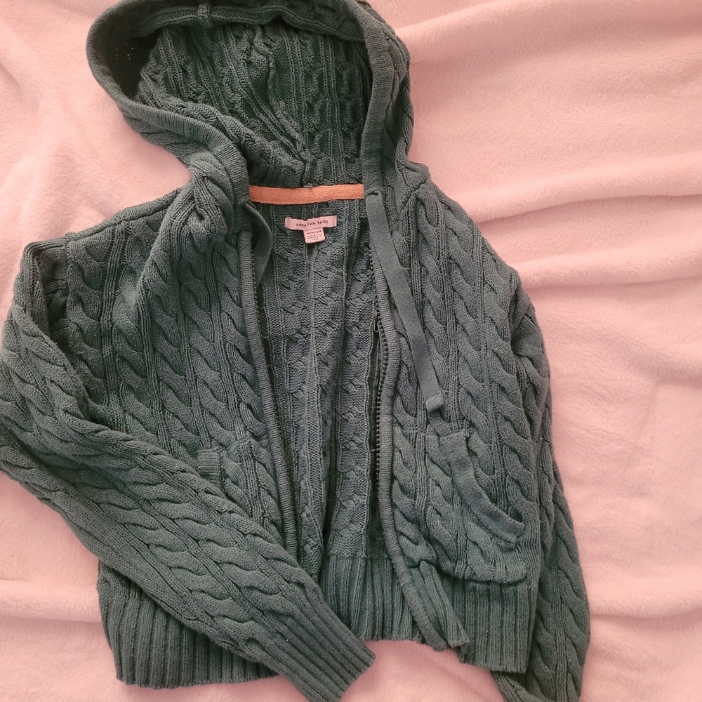 Green American Eagle sweater jacket